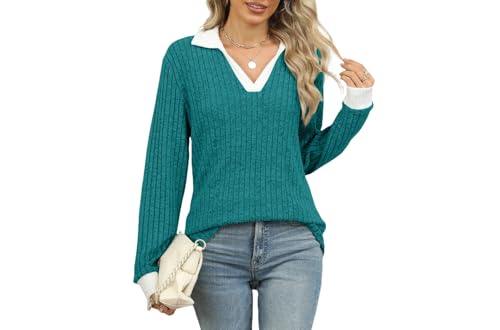 Image of Womens Long Sleeve Shirts Fashion Fall Tops Blouses Sweater Dressy Business Casual Outfits