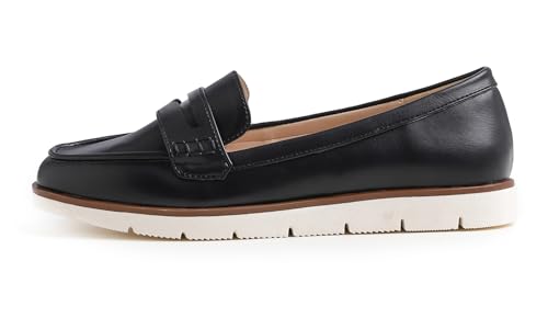 Image of FEVERSOLE Women's Comfort Penny Loafer Geniune Leather Insole Flexible Walking Driving Shoes