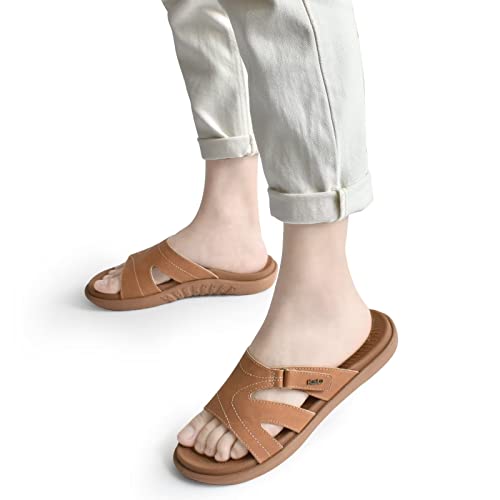 Kuailu Womens Fashion Orthotic Slides Ladies Lightweight Athletic Yoga Mat Sandals Slip On Thick Cushion Slippers Sandals With Comfortable Plantar Fasciitis Arch Support (5, Khaki, Numeric_5) #TOP5