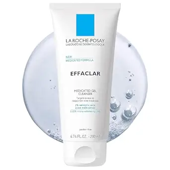 La Roche-Posay Effaclar Medicated Gel Cleanser, 2% Salicylic Acid Cleanser + LHA + Glycerin, Dermatologist Tested Foaming Acne Face Wash, Clear & Prevent Acne Breakouts, Oil Free, Targets Excess Oil