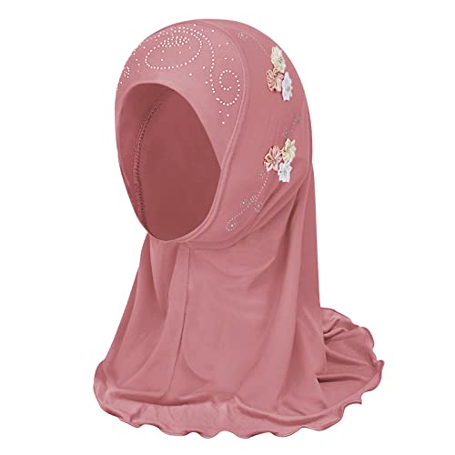 Girls Islamic Hijab Cotton One Piece Muslim Scarf Arab Head Wrap Scarves Full Cover Head Scarf Little Girls Hijab Headpiece Head Wrap Cap Arabian Girl Child Wrap Prayer Turban