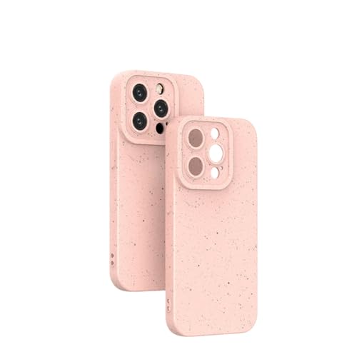 Coque iPhone 12 Pro antichoc en silicone rose avec paille de blé dégradable