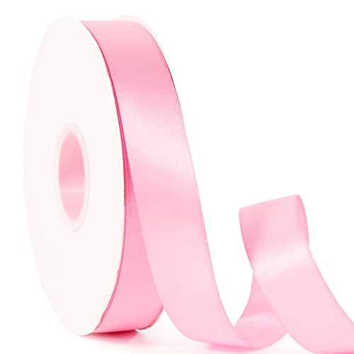 Baby Pink 1" X 50 Yards Solid Color Satin Ribbon, Double Faced High Density Polyester Fabric Ribbon for Gifts Wrapping, Wedding, Party, Crafts, Hair Bows, Home DIY Decor Ornaments