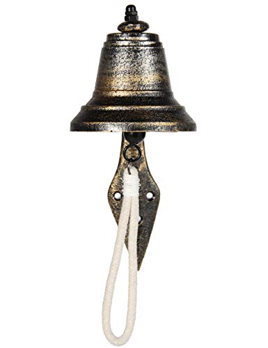 Upstreet Outdoor Dinner Bells Made of Cast Iron | Bracket Mounts Bell to Both Indoor Outdoor Wall Surfaces (Venetian Bronze, 6) - Thumbnail 4