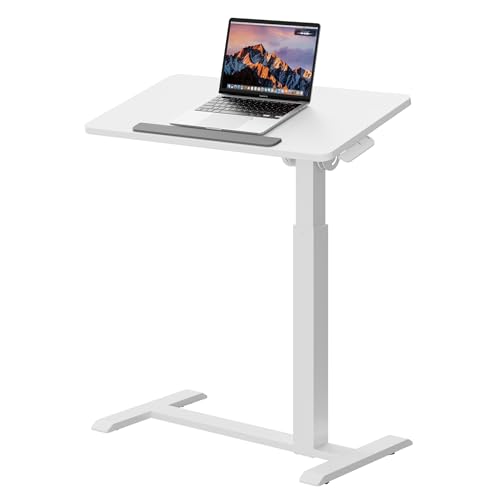 UPGRAVITY Adjustable Overbed Bedside Table - 90° Tiltable Mobile Standing Desk Portable Rolling Computer Cart Movable Desk for Laptop Bed Sofa Side Table Hospital Home Use(15.8
