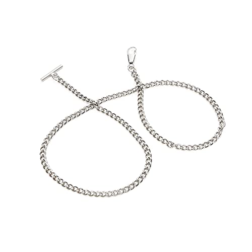 Kaevud Vintage Metal Alloy Pocket Watch Chain Chrome Plated Vest Waistcoat T Bar With Gift Box For Men #TOP1