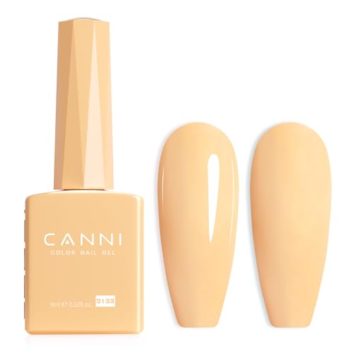 Image of CANNI Pastel Yellow Gel Nail Polish, 1Pcs Pale Light Yellow Gel Polish Color High Gloss Soak Off U V Manicure Salon DIY