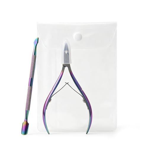 JOVYTH Alicate Cutículas con Removedor Cutículas - 3 Piezas Coloridas Herramienta Removedor Cutículas, Set Tijeras Cutículas Profesional, Set Manicura Hogar, Set Manicura Profesional