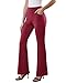 DLOODA Womens Dress Pants Stretchy Work Pants Business Casual Office Trousers Pull On Flare Slacks with 4 Pockets Wine