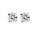 Silver Ear Piercing Earrings 4mm Clear Round Cubic Zirconia CZ Studex System 75