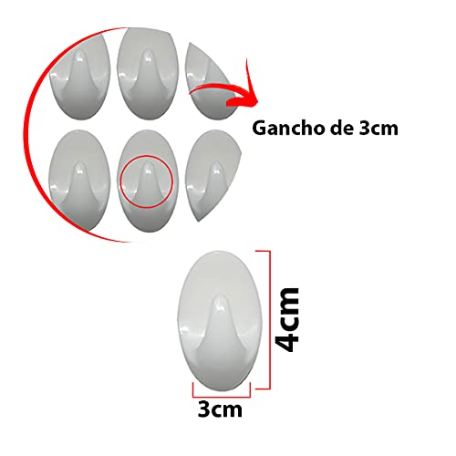 GANCHO ADESIVO DE PAREDE OVAL MULTIUSO C/ 8 PCS