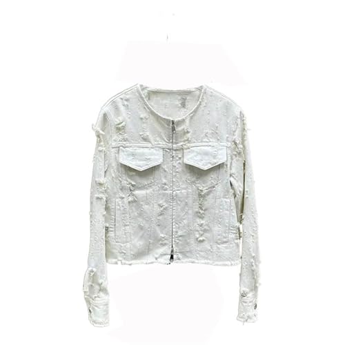 Veste en jean pour femmes blanche en coton pour vos sorties citadines