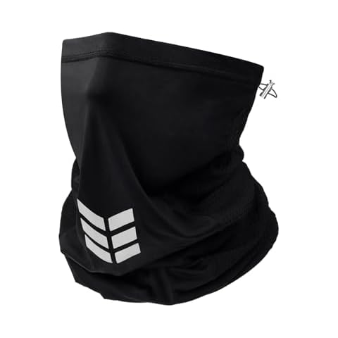VEAQEE Neck Gaiter Face Cover for Men, Ice Silk Adjustable Dust Proof Breathable Face Scarf for Women, Washable Reusable Bandana with Reflective Strips for Fishing Running Hiking Cycling Black Cover