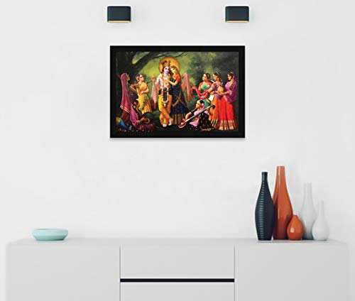 Image of ArtX Bhagwan Radha Krishna Traditional Indian Multicolor Framed Painting, 18.0X12.0 In, Multicolor, Set Of 1, Engineered Wood