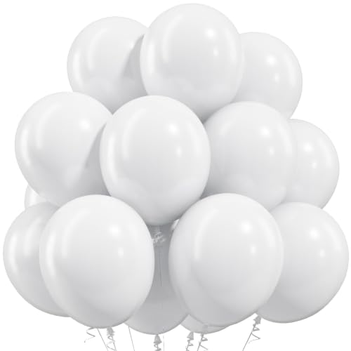Image of Togvu White Balloons 50Pack 12 Inch White Latex Party Balloons for Birthday