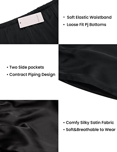 Ekouaer Silk Lounge Pants Women's Satin Sleep Pajama Pants Solid Long Pj Bottoms With Pockes (Black,M) #TOP4