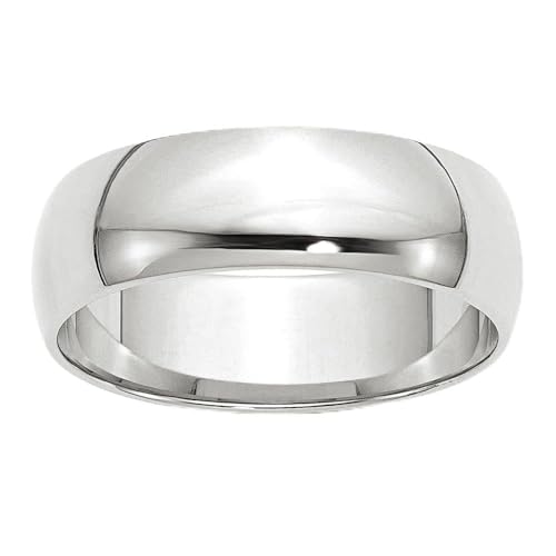 10k White Gold 6mm Plain Classic Dome Men's Wedding Band Ring Size 11
