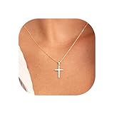 monozo silver cross necklace for women 14k white gold plated sideway silver cross necklace simple cross necklace for women silver cross necklace for women silver jewelry for women