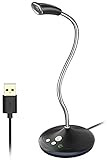 Microphone for Computer, USB Microphone with Volume Button & LED Indicator, Plug&Play Condenser, Compatible with PC, Laptop, Mac, PS4 for Recording, Gaming, Streaming, Podcast, YouTube, Dictation