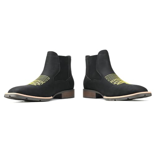 Cowboy Boots for Men Vintage Classic Embroidery Western Boots Casual Dress Slip on Men Shoes4