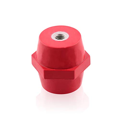 Intratec Isolator M8 30x30mm rot 10x – Selbstverlöschender Polyesterharz Stiftisolator für Sammelschienen & Stromverteiler für eine sichere Elektroinstallation