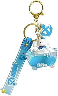 KUPOOL White Navy Rabbit in Bathtub Keychain Exquisite and Cute Acrylic Pendant Cartoon Bag Hanging Decoration Key Chain Jewelry Gift For Children Women Men Girlfriend Trendy Backpack Car Keys