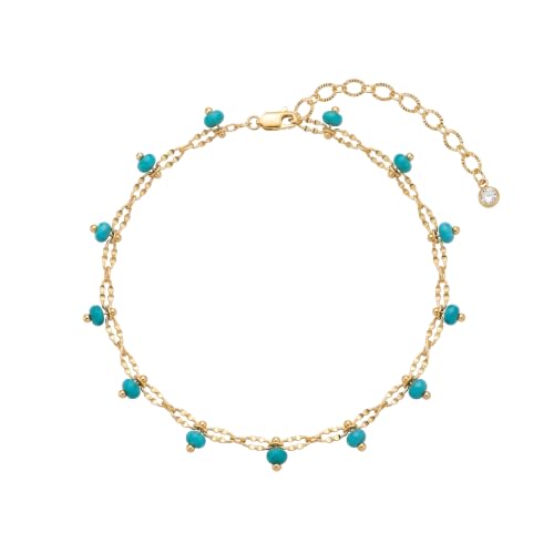 Image of MTMY Gold Anklets for Women 14K Gold Plated Tiny Bead Anklet Colorful Tassel Foot Chain Dainty Adjustable Cute Summer Beach Boho Anklets Jewelry Gift