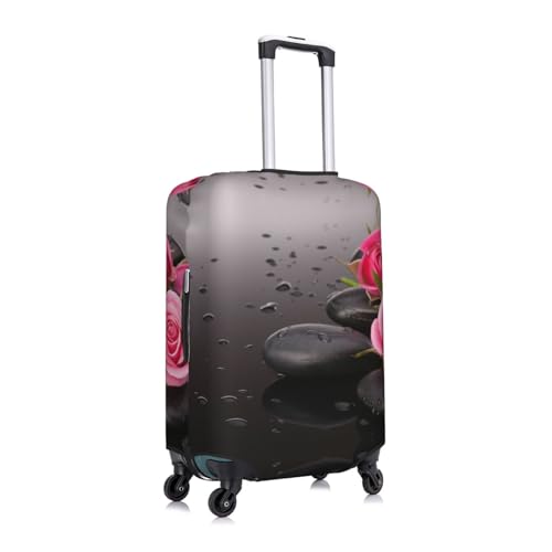 Spa Stone And Rose Flowers Print Suitcase Cover Luggage Protector Washable Elastic Fashionable Travel Gear Cover3