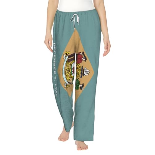 Pantalon de pyjama de Noël femme en flanelle chaude avec imprimé drapeau Delaware