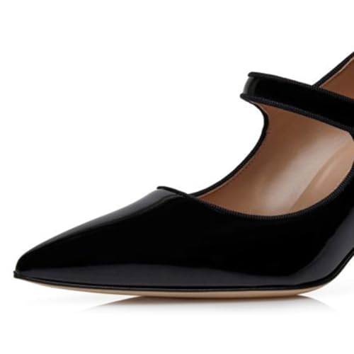 Zszszsu Elegant Mary Jane Heeled Pumps Kitten Pointed Toe Mid Heels Ankle Strap Dress Shoes for Party Prom Wedding Daily Size 4-16 US4