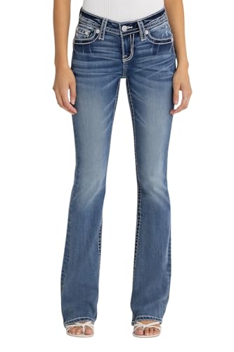 Miss Me Women's Royal Rebellion Fleur De Lis Mid Rise Bootcut Jeans2