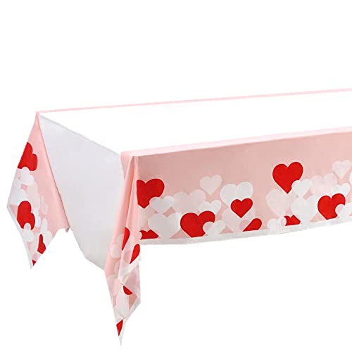Image of Winoo Design Valentines Tablecloth Disposable - 1PK - Valentines Day Tablecloth Rectangle 54x108 Inches Valentines Day Table Cloth Table Cover Valentine's DAR Party Decorations Party Supplies