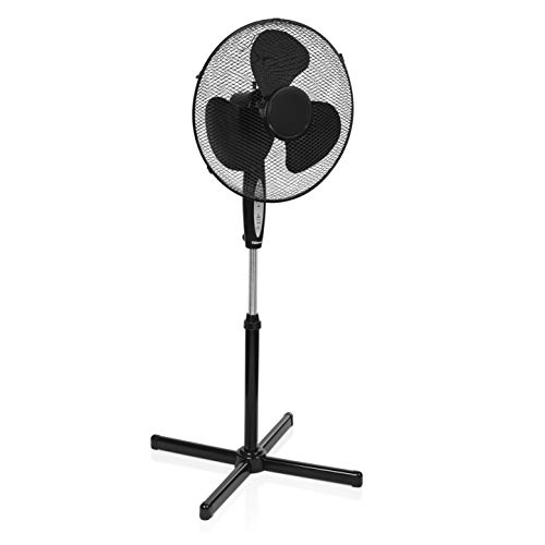Tristar VE-5899 Ventilador de pie, 40 centímetros, 3 ajustes de velocidad, oscilante, ángulo ajustable 25°, altura ajustable 105-125 cm, 45 W, temporizador 7,5 horas y mando a distancia, negro