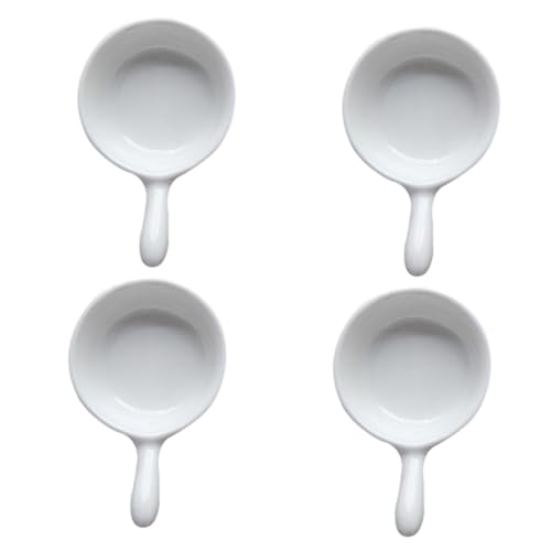 BIUDECO 4piezas Plato De Condimentos De Cerámica Asa Plato Para Salsa De Hotel Taza Para Salsa Asa Para Mesa De Comedor De Color Blanco