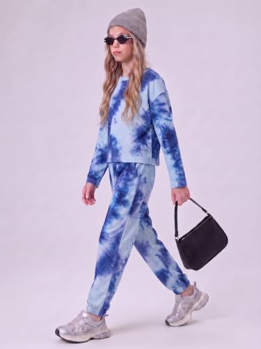 Image of Arshiner Girls 2 Piece Outfits Kids Tie Dye Sweatsuits Set Long Sleeve Shirt and Pants Set Size 5-14 Y