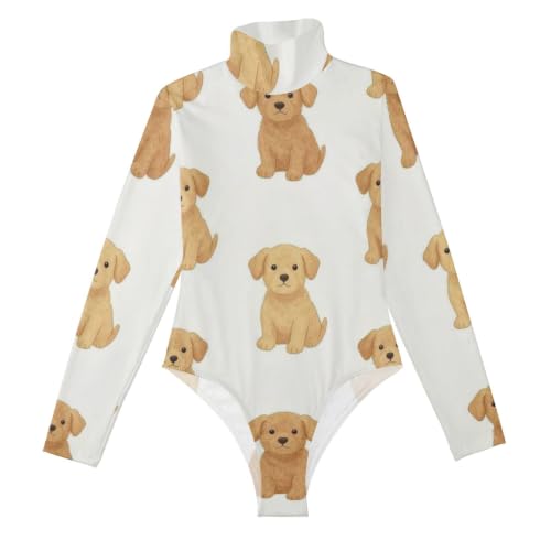 Body de manga larga para mujer con diseño de perro garabato faja moldeadora control de abdomen GuoChe