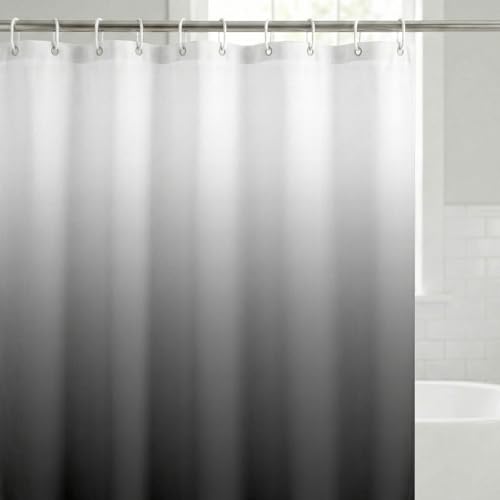 Americanflat 71x74 Grey Ombre Shower Curtain - Water-Resistant Long Shower Curtain with Durable Metal Grommets and 12 Hooks - 100% Polyester