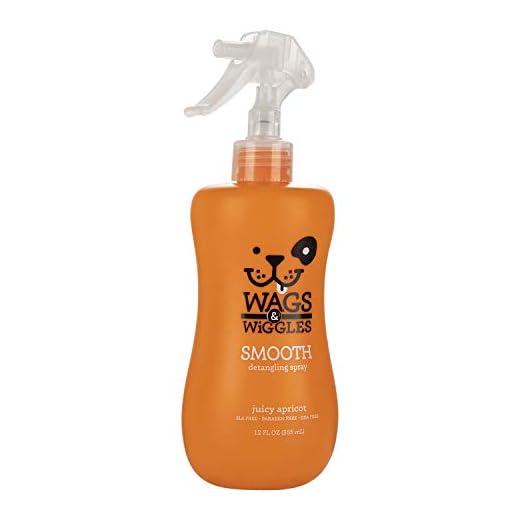 Wags & Wiggles Smooth Detangling Spray in Juicy Apricot | Dog Grooming Detangler Spray | Dog Freshening Spray, 12 Ounces