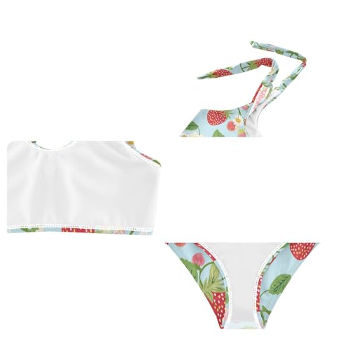 Wusikd Strawberries Girls Swimsuits Two Piece Flowers Swimwear Bikini Set for for Girls Size 3T4