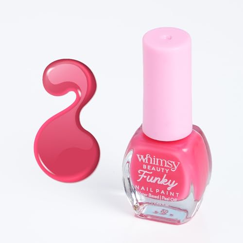 Image of Whimsy Beauty Glossy Finish Nail Polish for Kids Girls | Peel Off Water Based Nail Colour with Non Toxic Formula | Safe Play Nail Paint for Daughters | 4 to 16 Years | Organic | 6 ml (Pink