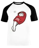 Cómodo Encapuchado Sello Unisex Camiseta De Béisbol Mangas Cortas Hombre Mujer Blanca Negra