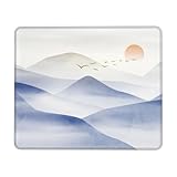 TOXXU Ink Mountain Mouse Pad with Stitched Edge, Non-Slip Rubber Base Square Chinese Art Mount Mousepads for Computer Desk, 10.3×8.3 Inch