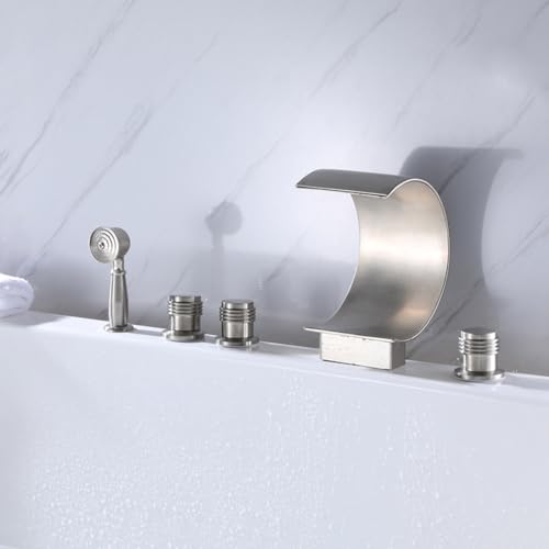Mitigeur de bain cascade douchette extractible laiton double poignée