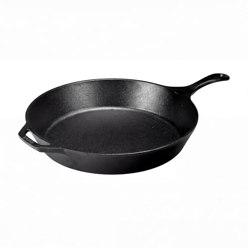 Image of Lodge Seasoned Cast Iron Skillet - Frying Pan for the Stove, Grill or Campfire - Cooks Evenly - Features Easy-Grip Teardrop Handle - Non-Toxic, Nonstick & Long-Lasting - 15 Inches
