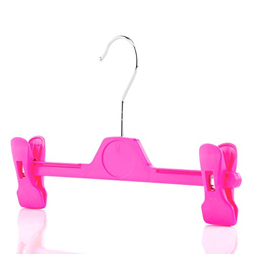 Hangerworld Lot de 10 Cintres Enfant en Plastique Rose à Pinces 30cm Cover
