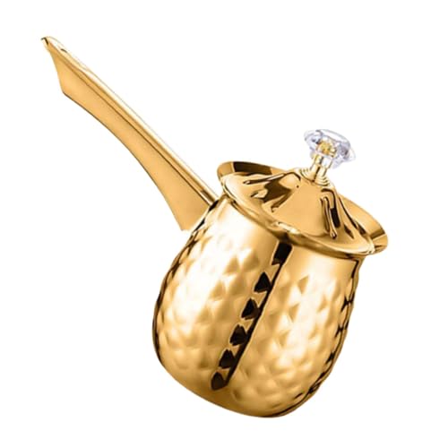 Toyvian Cafetera Turca Vintage con Diseño Retro Dorado Tetera Metálica Multifunción para Café Árabe y Té Mango Resistente al Calor para y Té