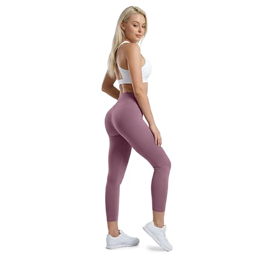 Image of OZDESIGN - High Waisted Leggings for Women | Seamless Yoga Pants, Buttery Soft Squat Proof Workout Gym Tights (UK, Alpha, One Size, Regular, Regular, M, Purple)