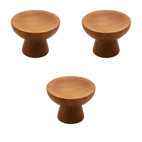 Image of 3 Piece Teak Wood Drawer Knob| Round Wooden Cabinet & Wardrobe Door Handle | Natural Finish Furniture Knob for Cupboard, Kitchen Drawer, Dresser & Home Decor Hardware Modern Style - 1.5 Inch