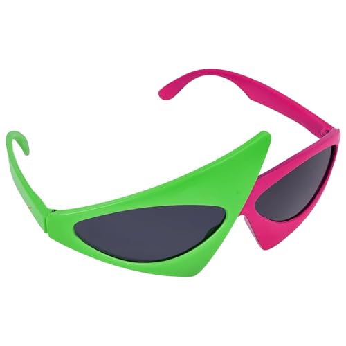 Vaulted Skulls & Co Triangle Sunglasses | Retro 80s Sunglasses | Asymmetric Sunglasses | Bright Neon Sunglasses