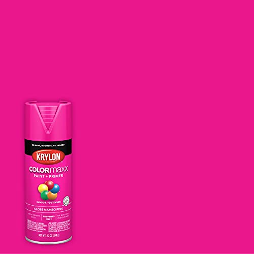 Image of Krylon K05528007 COLORmaxx Spray Paint and Primer for Indoor /Outdoor Use, Gloss Mambo Pink, 12 Ounce (Pack of 2)